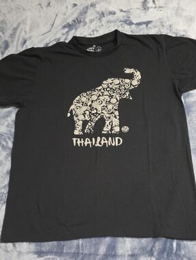 Black Thailand Elephant Graphic Tee For Youth XL